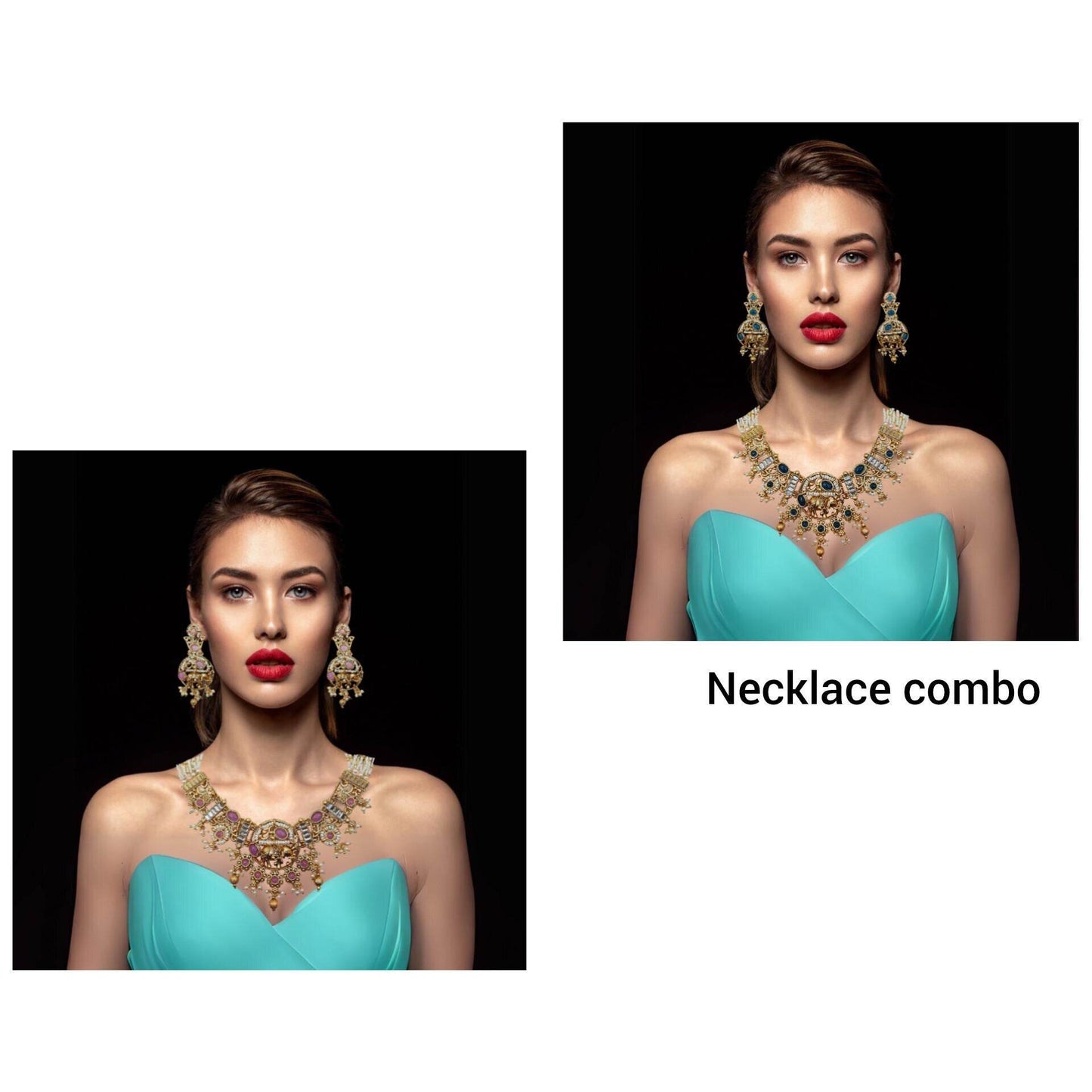 COMBO Rajputi Elephant Design Necklace With Earrings - Rajwadi Necklace Set, Pack of 2, Wedding Gift for Her, Indian Traditional Jewellery. - Nandai Jewels