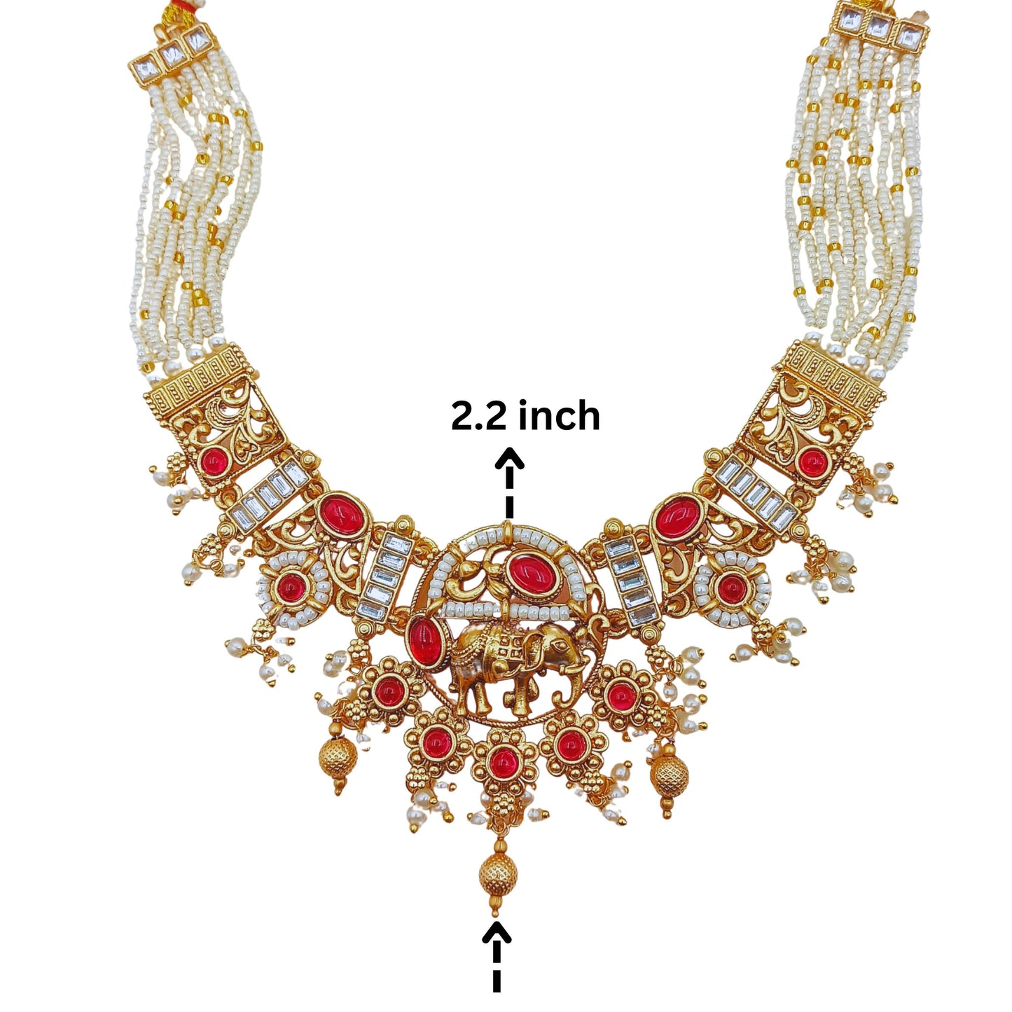 Rajputi Elephant Design Necklace - Nandai Jewels