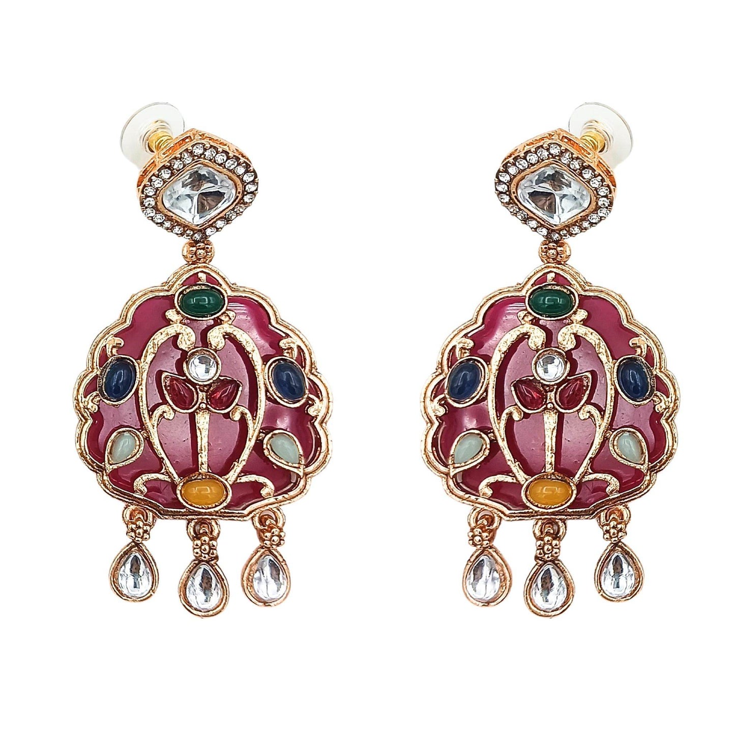 Rajwadi Kundan Necklace Set for Her, Bridal Jewellery Set for Wedding Gift, Indian Traditional Jewellery, Ethnic Festive Wear,. - Nandai Jewels