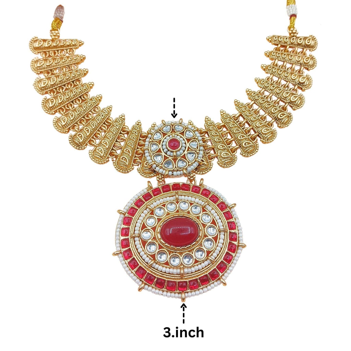Aditi Rajwadi Necklace Set, Rajputi Bridal Jewellery, Kundan Choker Design, Indian Traditional Jewellery, Ethnic Gift for Women. - Nandai Jewels