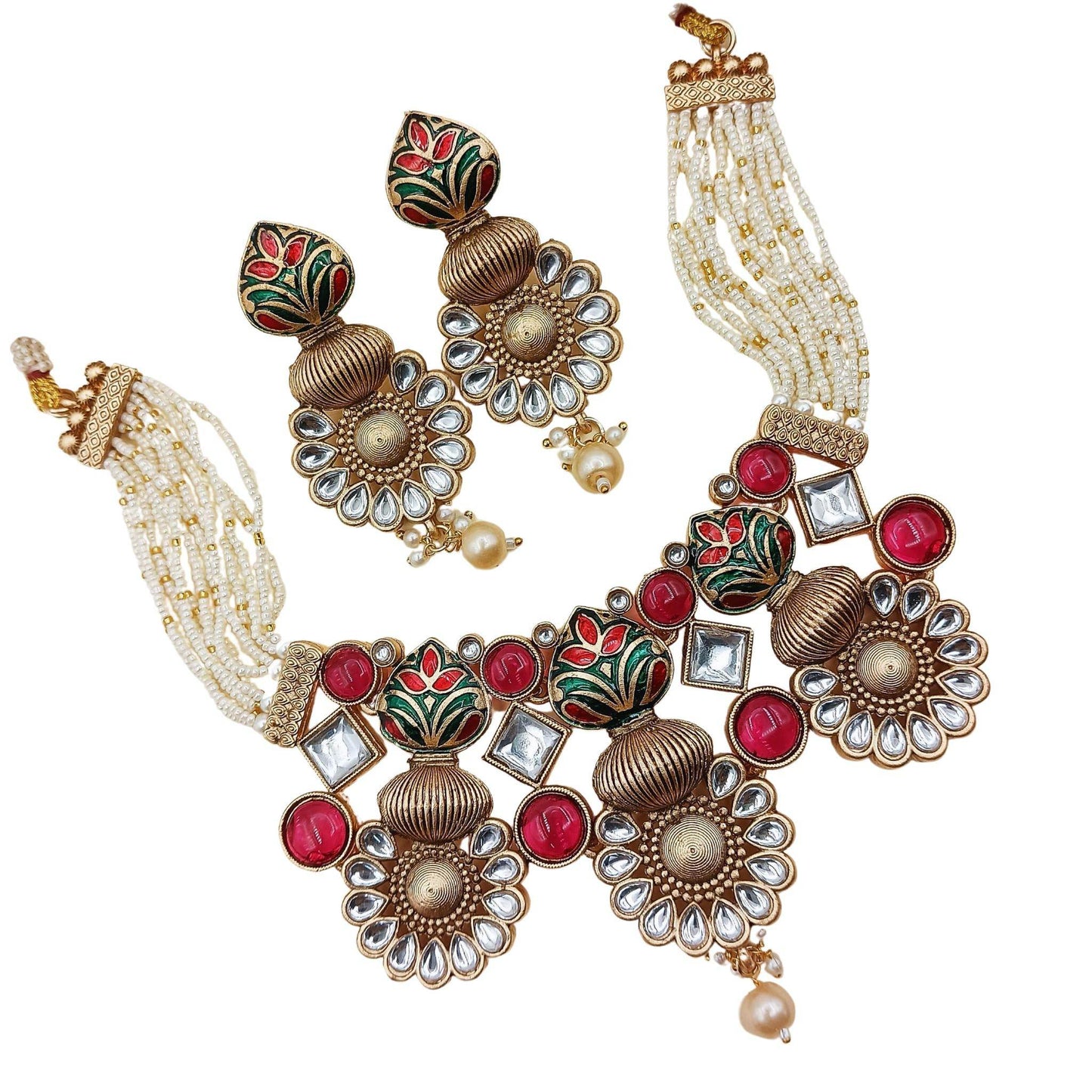 Matt Hasadi Necklace Set, Rajputi Jewellery, Rajwadi Bridal Set, Indian Traditional Jewellery, Gift for Women. - Nandai Jewels