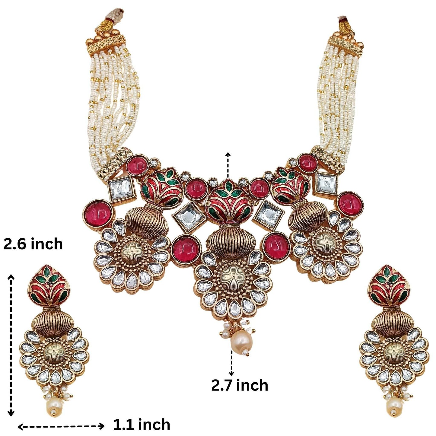 Matt Hasadi Necklace Set, Rajputi Jewellery, Rajwadi Bridal Set, Indian Traditional Jewellery, Gift for Women. - Nandai Jewels