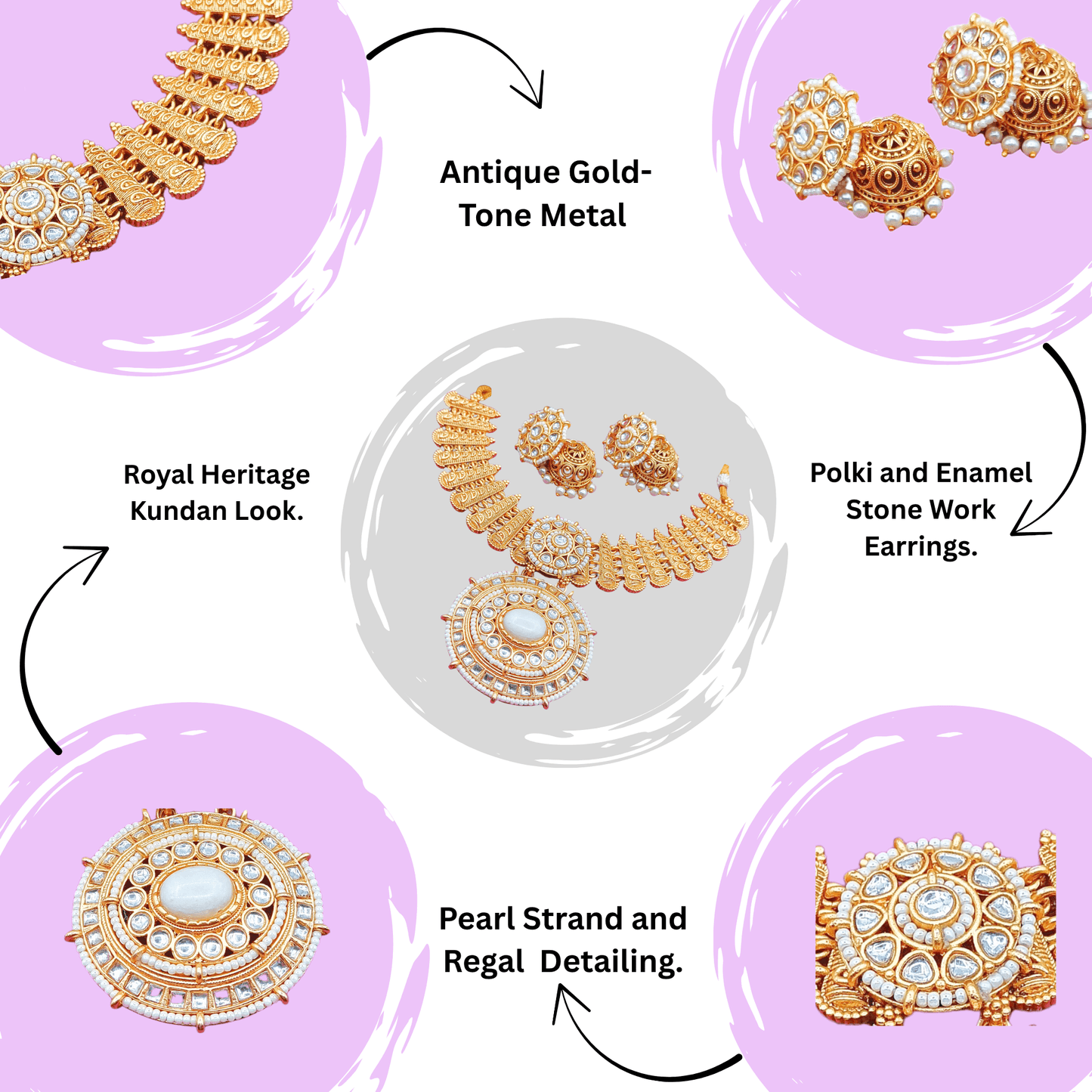 Aditi Rajwadi Necklace Set - Perfect for Wedding abd Festive Wear, Indian Traditional Jewellery. - Nandai Jewels