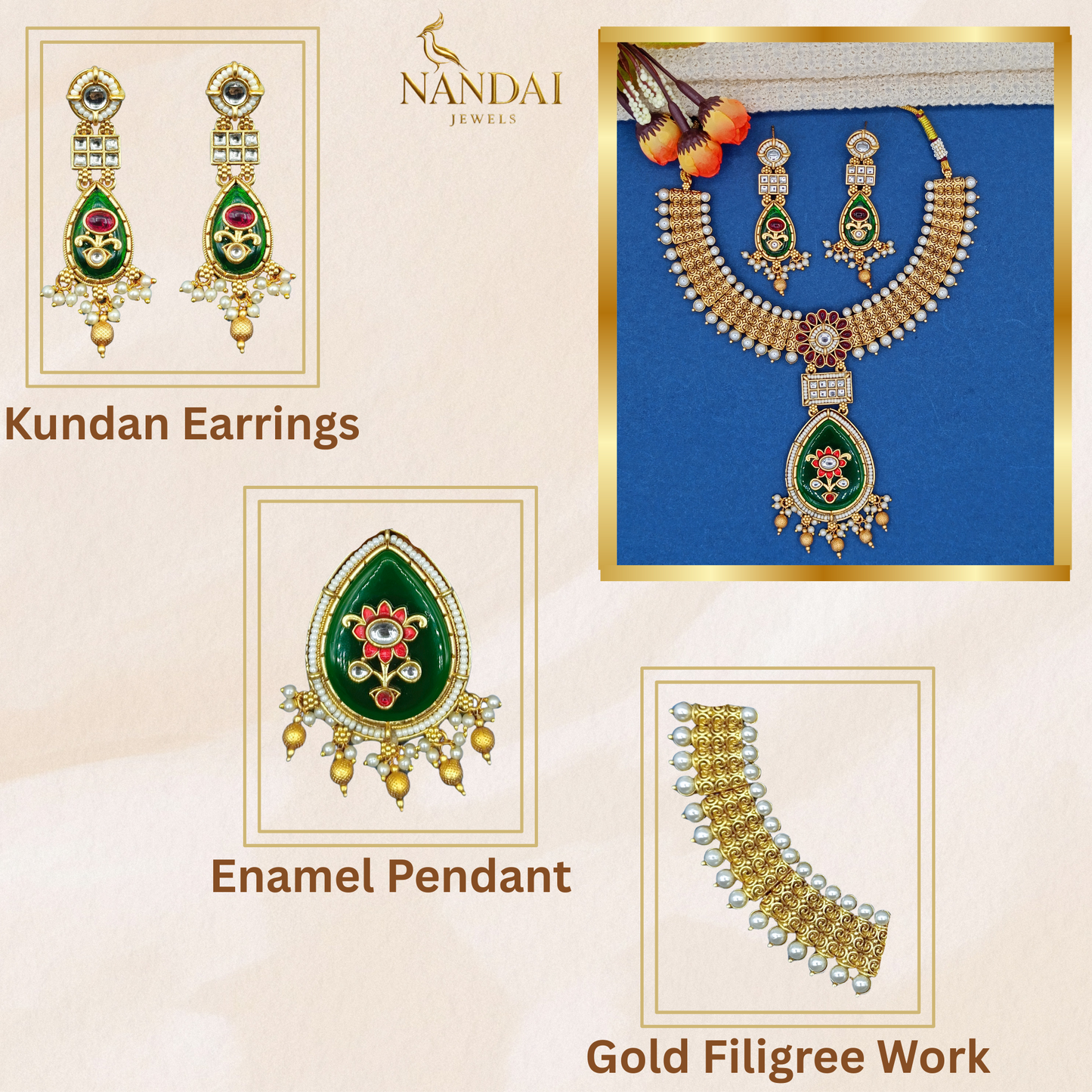 Vijayalakshmi Rajputi Necklace Set, Meena and Kundan Jewellery, Rajwadi Bridal Wear, Pearl Choker Design, Gift for Women.