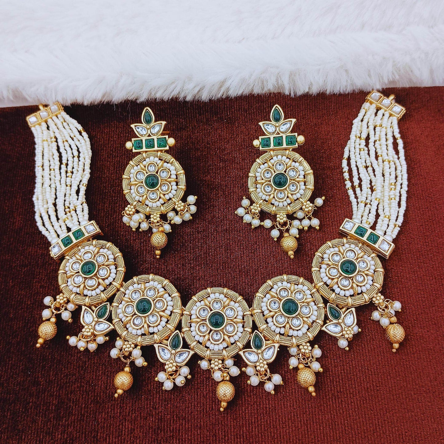Mohini Rajwadi Necklace Set - Nandai Jewels