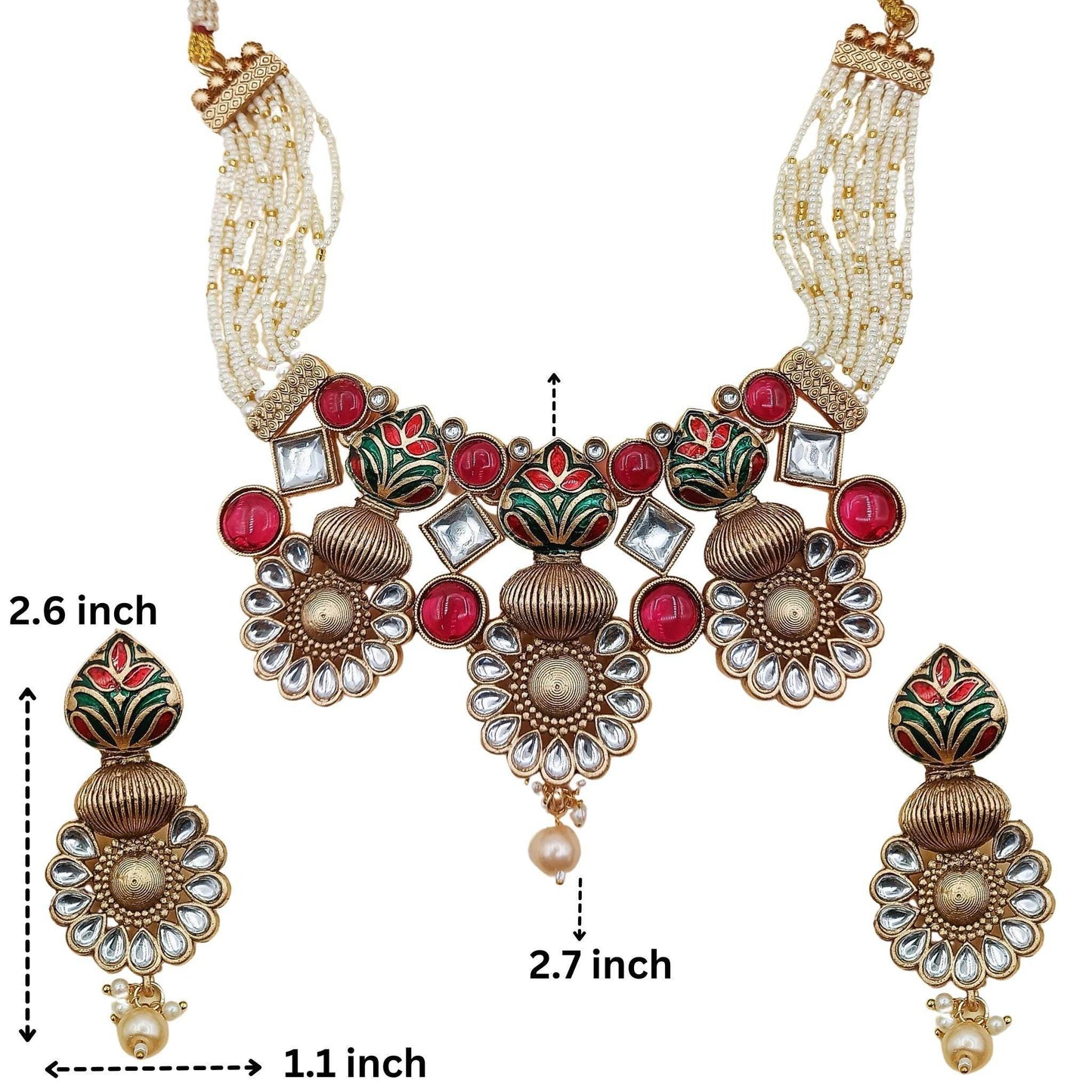 Matt Hasadi Necklace Set, Rajputi Jewellery, Rajwadi Bridal Set, Indian Traditional Jewellery, Gift for Women. - Nandai Jewels