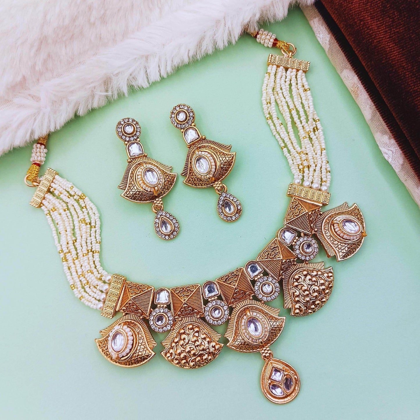 Mehak Rajputi Meenakari Necklace Set - Nandai Jewels