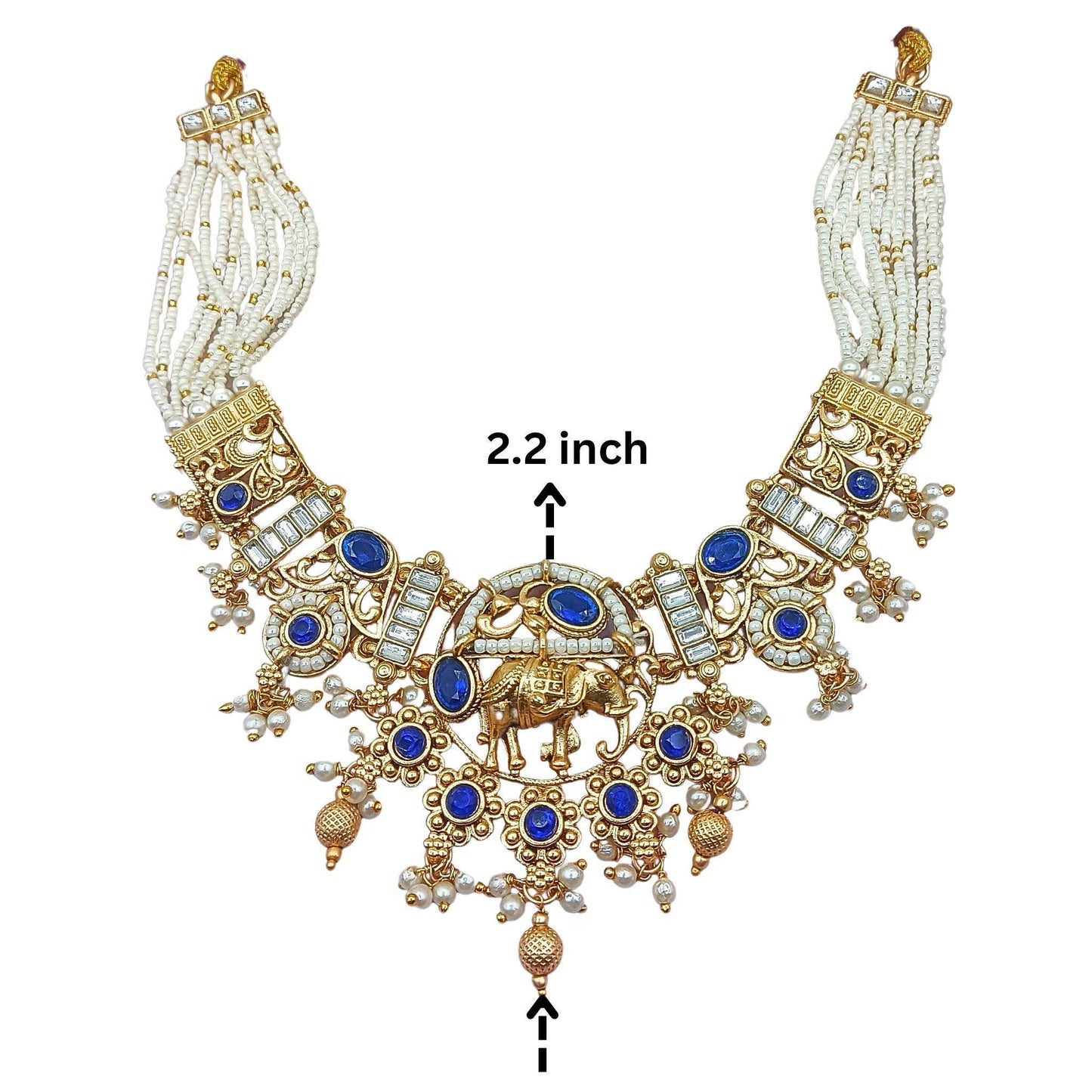 Rajputi Elephant Design Necklace Set With Earrings - Rajwadi Necklace Set, Wedding Gift for Her, Indian Traditional Jewellery for Brides. - Nandai Jewels