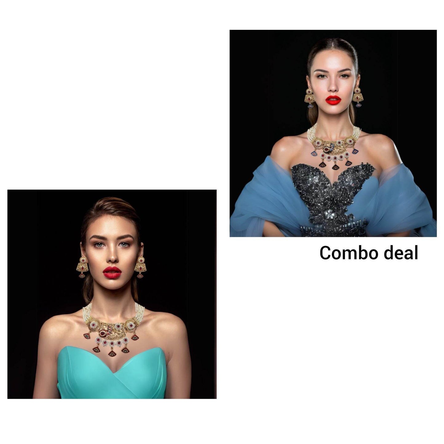 Elegant Rajwadi necklace set for women worn with stylish dresses in combo deal