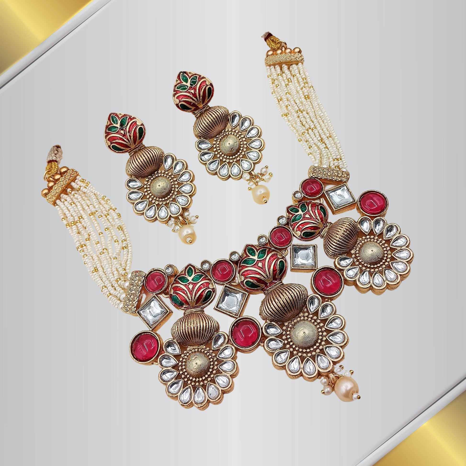 Matt Hasadi Necklace Set, Rajputi Jewellery, Rajwadi Bridal Set, Indian Traditional Jewellery, Gift for Women. - Nandai Jewels