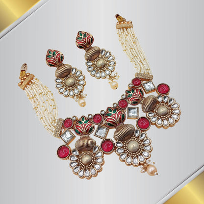 Matt Hasadi Necklace Set, Rajputi Jewellery, Rajwadi Bridal Set, Indian Traditional Jewellery, Gift for Women. - Nandai Jewels