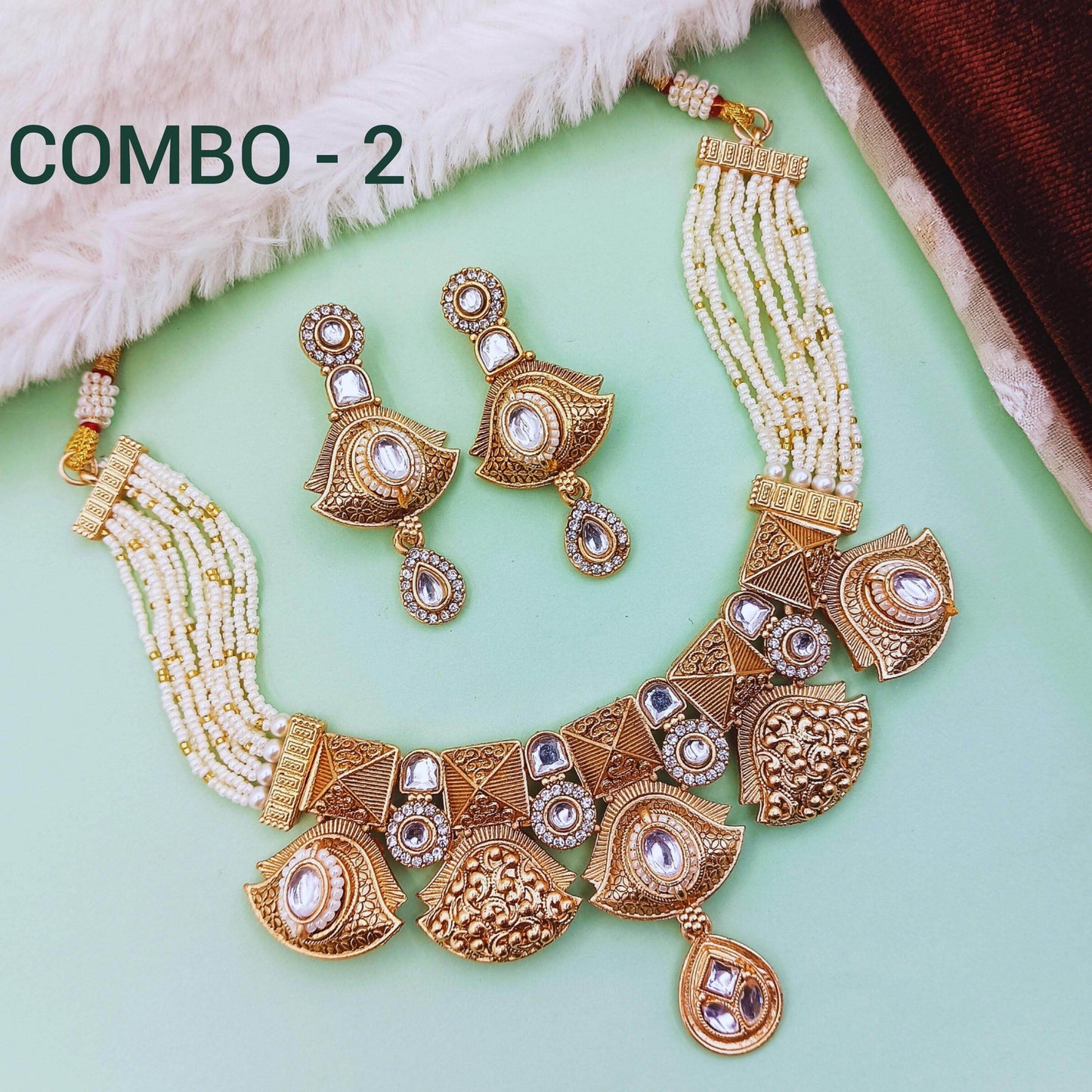 COMBO Mehak Rajputi Meenakari Necklace Set, Rajwadi Bridal Jewellery, Indian Traditional Jewellery, Ethnic Necklace, Gift for Women. - Nandai Jewels