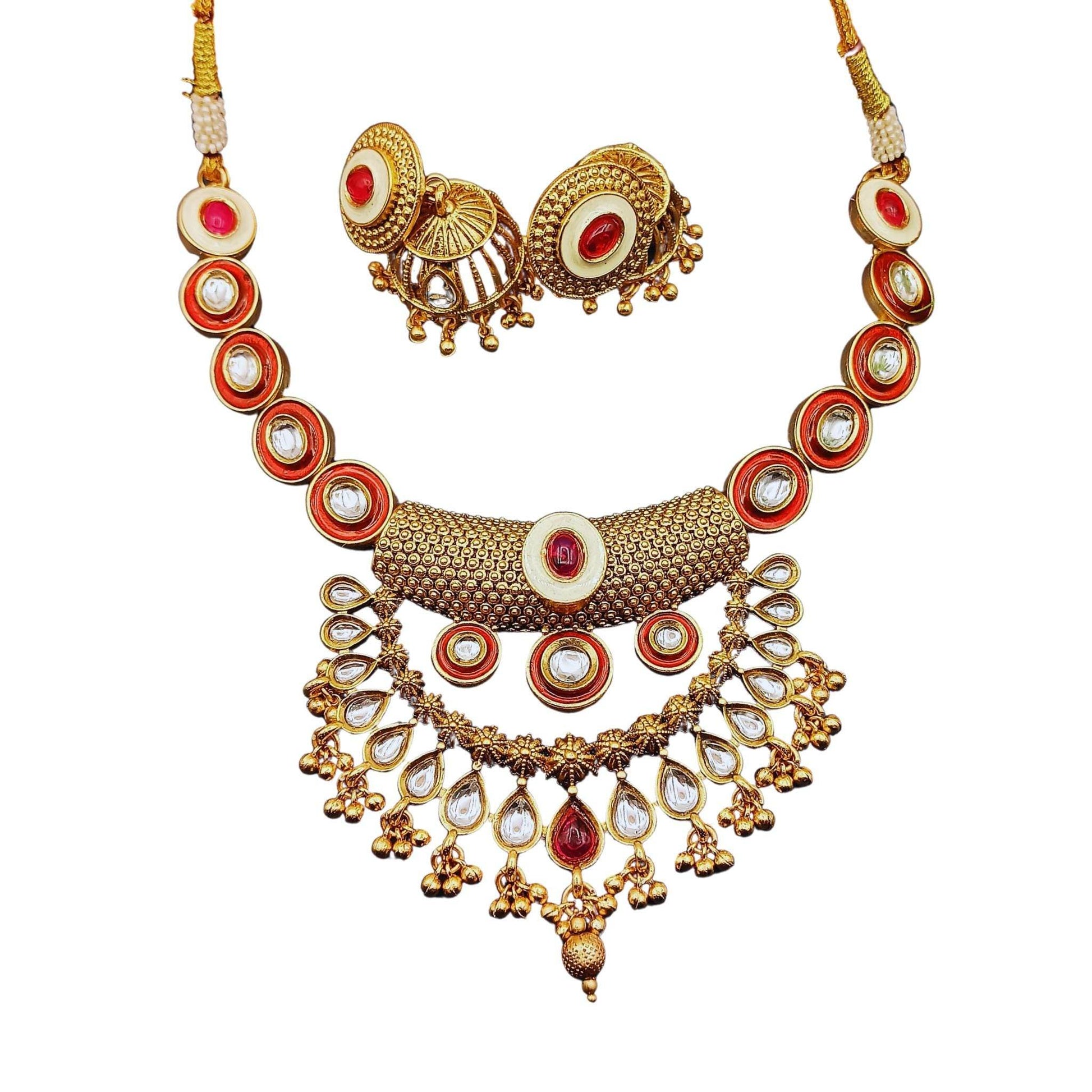 Rajputi Choker Necklace Set, Rajwadi Kundan Jewellery, Indian Traditional Jewellery, Bridal Wear Accessory, Gift for Women. - Nandai Jewels