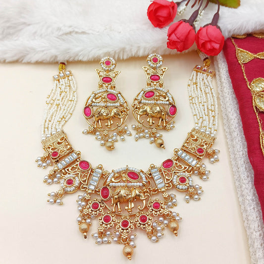 Rajputi Elephant Design Necklace - Nandai Jewels