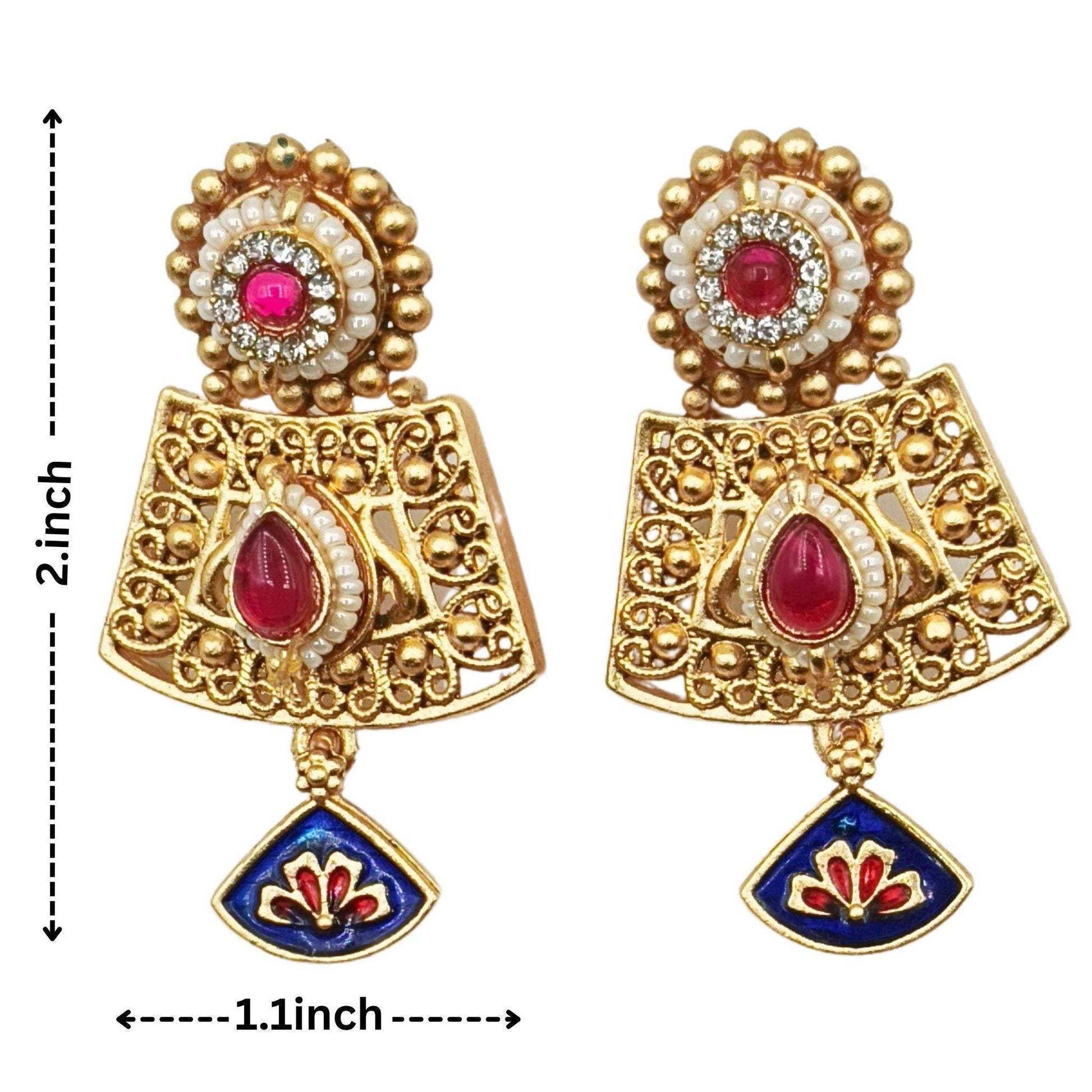 Tripti Rajwadi Necklace Set with Meenakari Design | Royal Rajputi Collection Jewelry for Women - Nandai Jewels