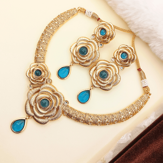 Flower Rajwadi Necklace - Nandai Jewels