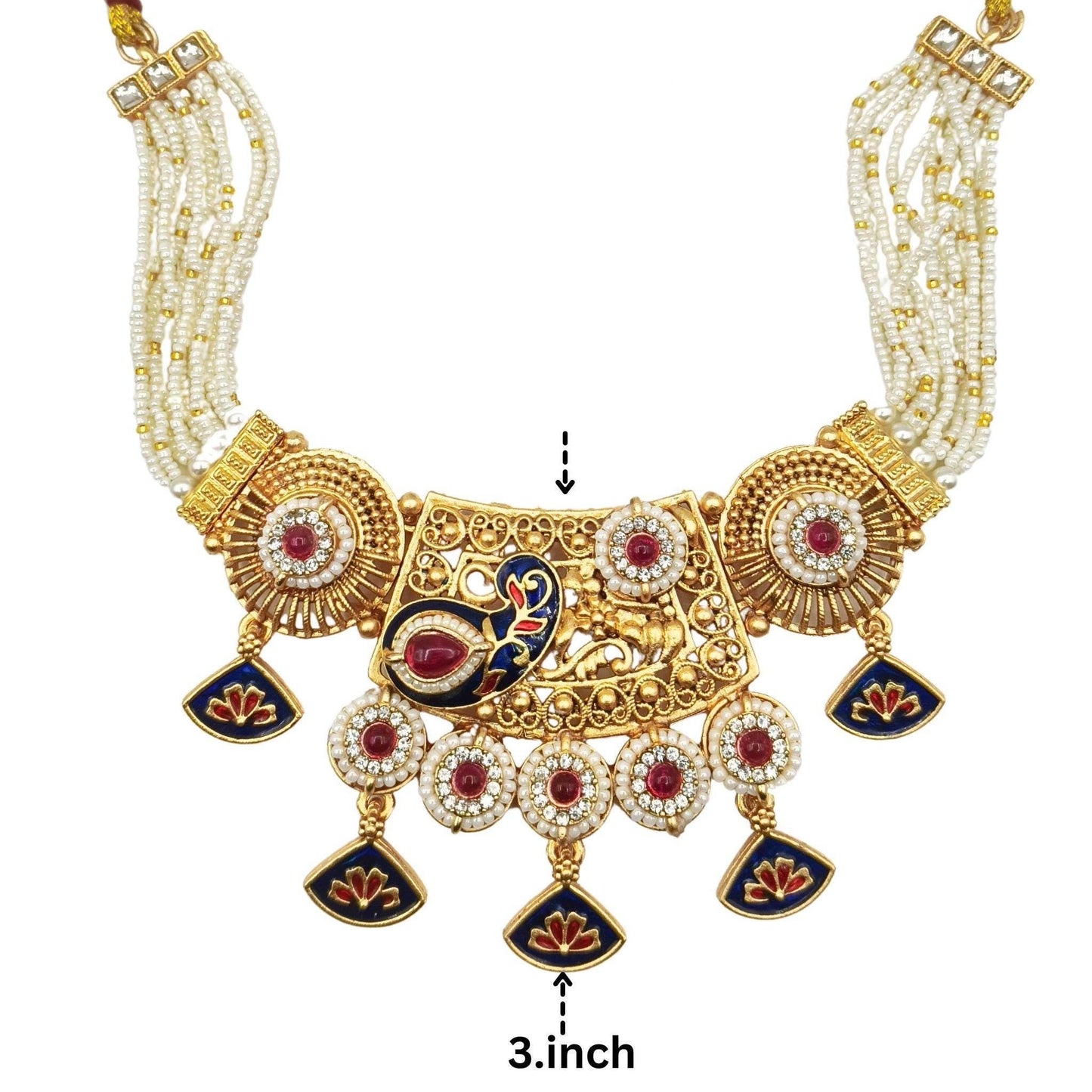 Tripti Rajwadi Necklace Set with Meenakari Design | Royal Rajputi Collection Jewelry for Women - Nandai Jewels