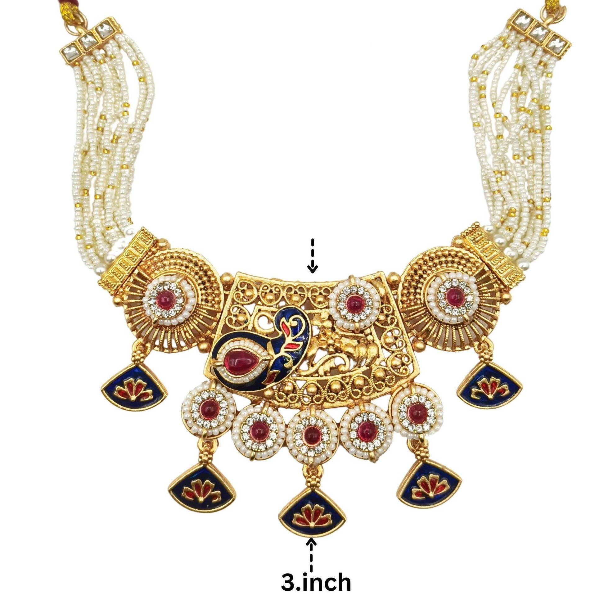 Tripti Rajwadi Necklace Set with Meenakari Design | Royal Rajputi Collection Jewelry for Women - Nandai Jewels