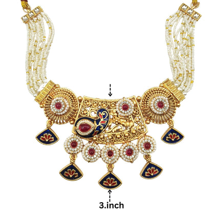 Tripti Rajwadi Necklace Set with Meenakari Design | Royal Rajputi Collection Jewelry for Women - Nandai Jewels