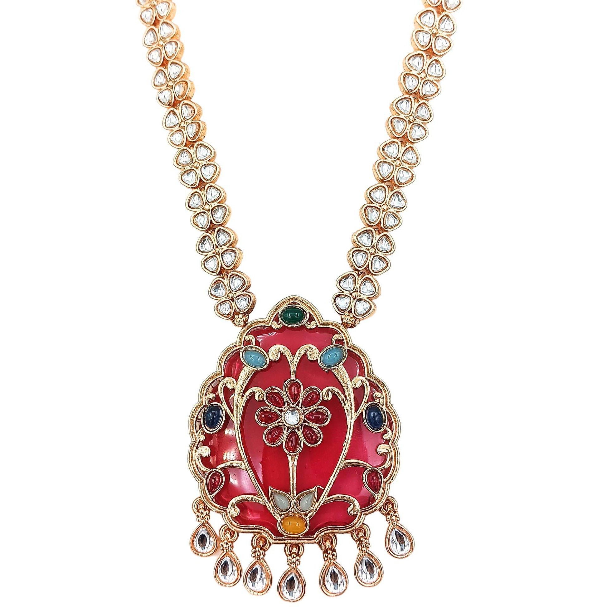 Rajwadi Kundan Necklace Set for Her, Bridal Jewellery Set for Wedding Gift, Indian Traditional Jewellery, Ethnic Festive Wear,. - Nandai Jewels