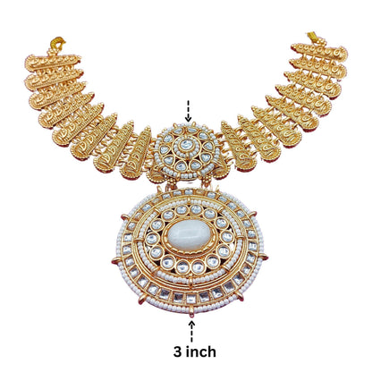 Aditi Rajwadi Necklace Set, Rajputi Bridal Jewellery, Kundan Choker Design, Indian Traditional Jewellery, Ethnic Gift for Women. - Nandai Jewels