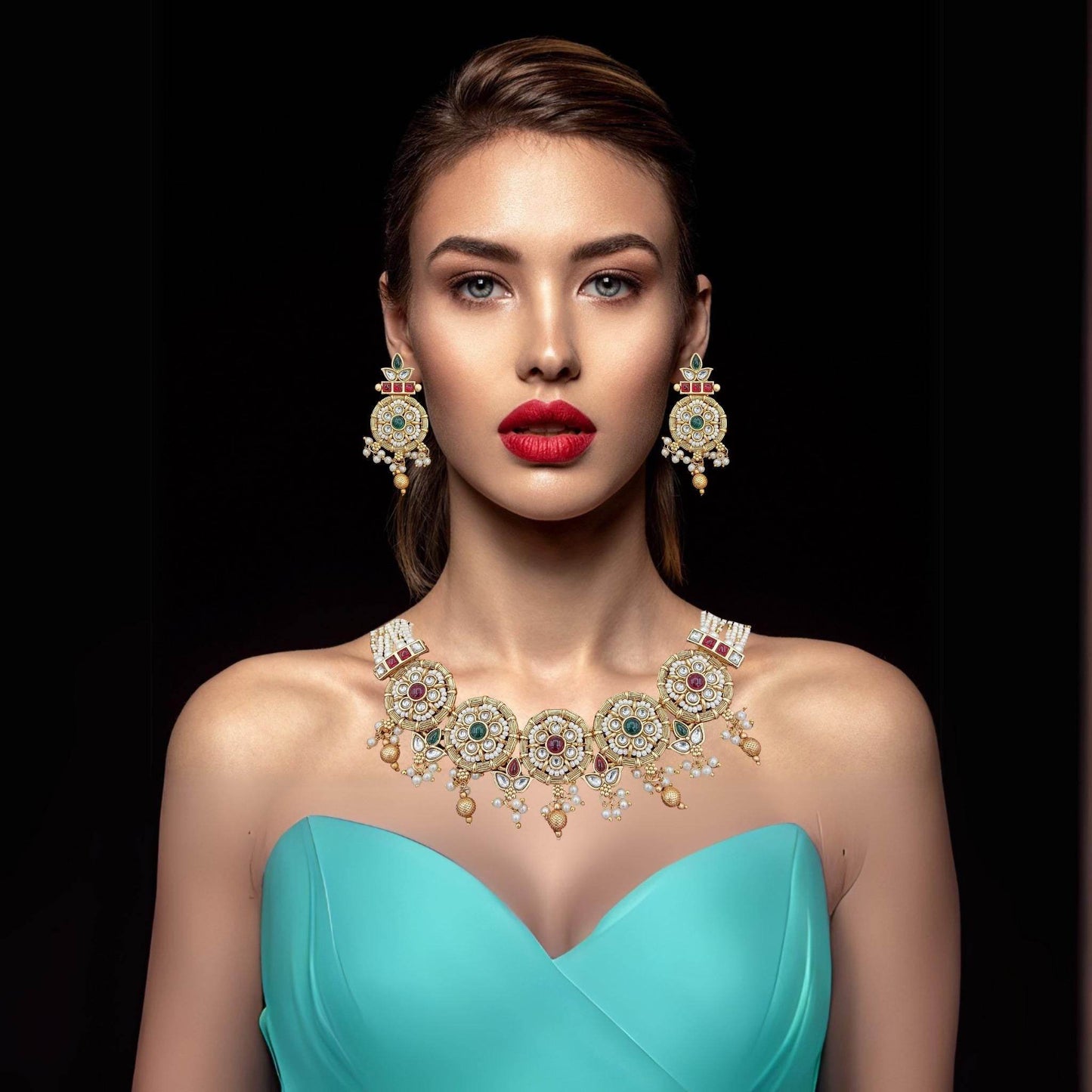 Mohini Rajwadi Necklace Set - Nandai Jewels