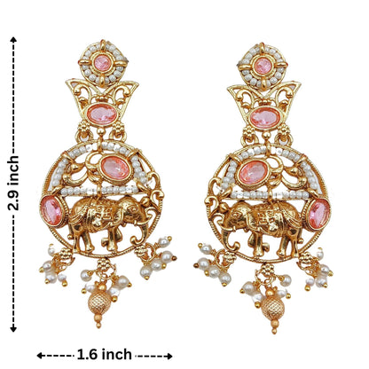 Elephant Motif Rajputi Earrings - Royal Rajputi Earrings for Wedding and Festive Wear. - Nandai Jewels