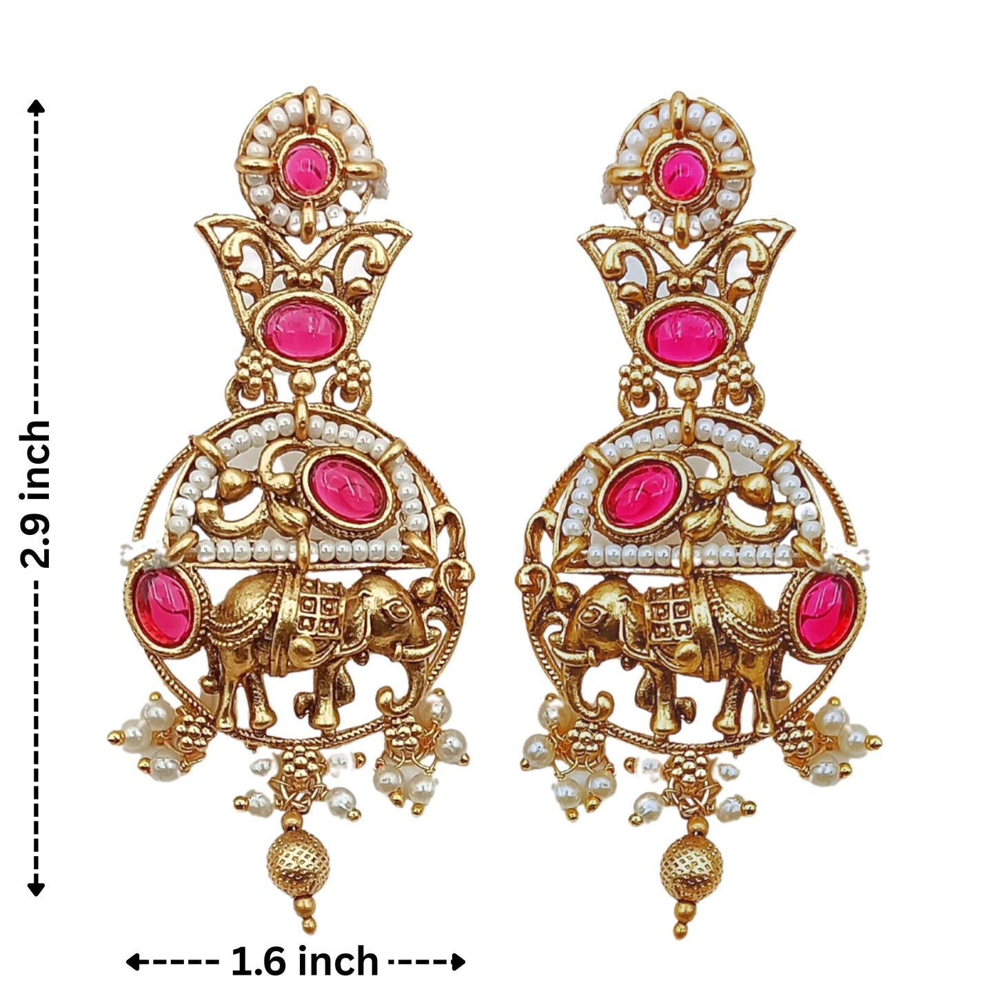 Elephant Motif Rajputi Earrings - Royal Rajputi Earrings for Wedding and Festive Wear. - Nandai Jewels
