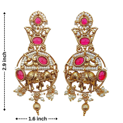 Elephant Motif Rajputi Earrings - Royal Rajputi Earrings for Wedding and Festive Wear. - Nandai Jewels