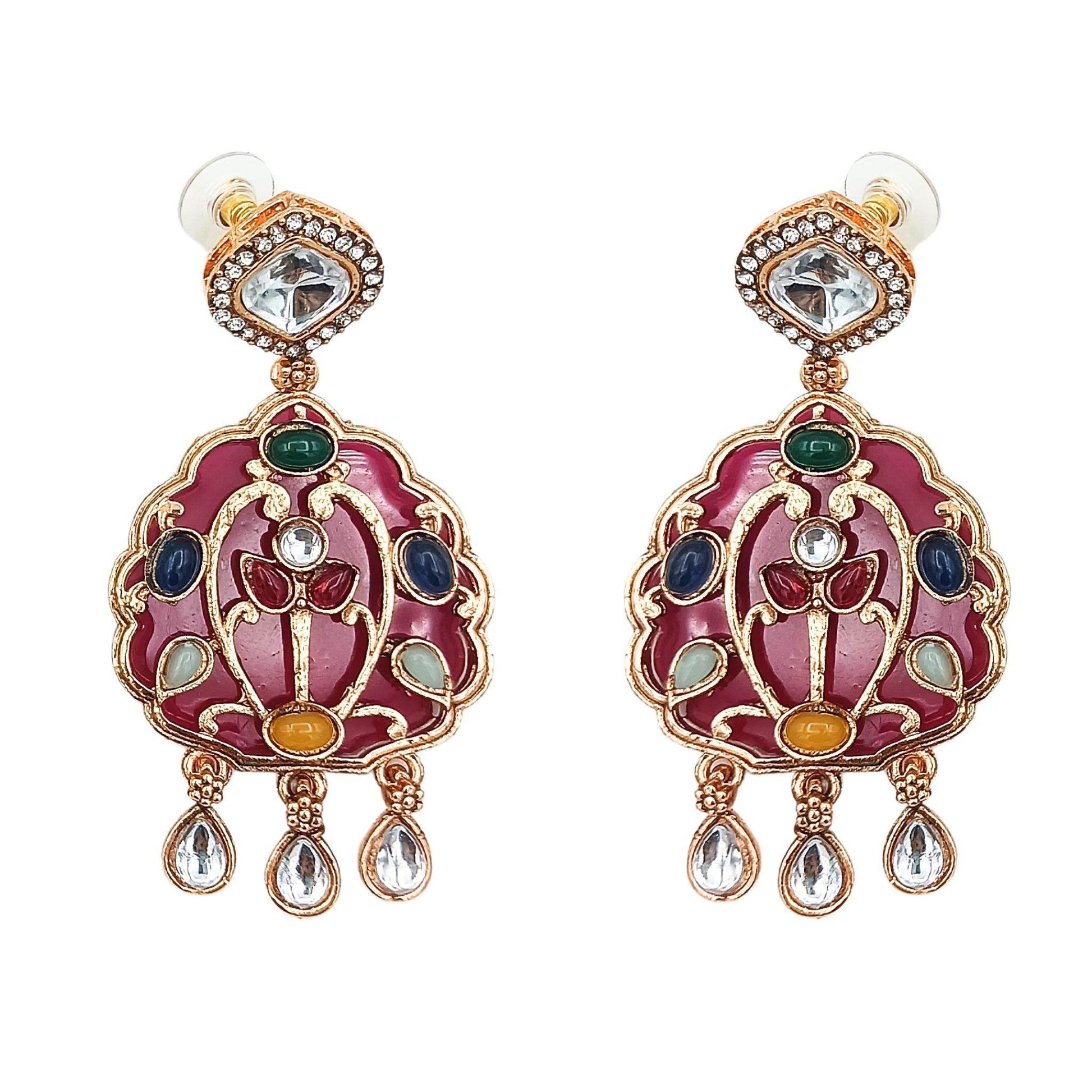 Rajwadi Kundan Necklace Set for Her, Bridal Jewellery Set for Wedding Gift, Indian Traditional Jewellery, Ethnic Festive Wear,. - Nandai Jewels