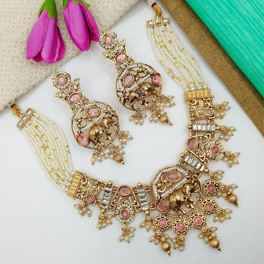 Rajputi Elephant Necklace Set - Nandai Jewels