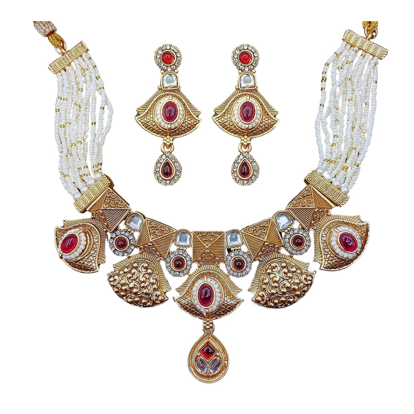 Mehak Rajputi Meenakari Necklace Set - Nandai Jewels
