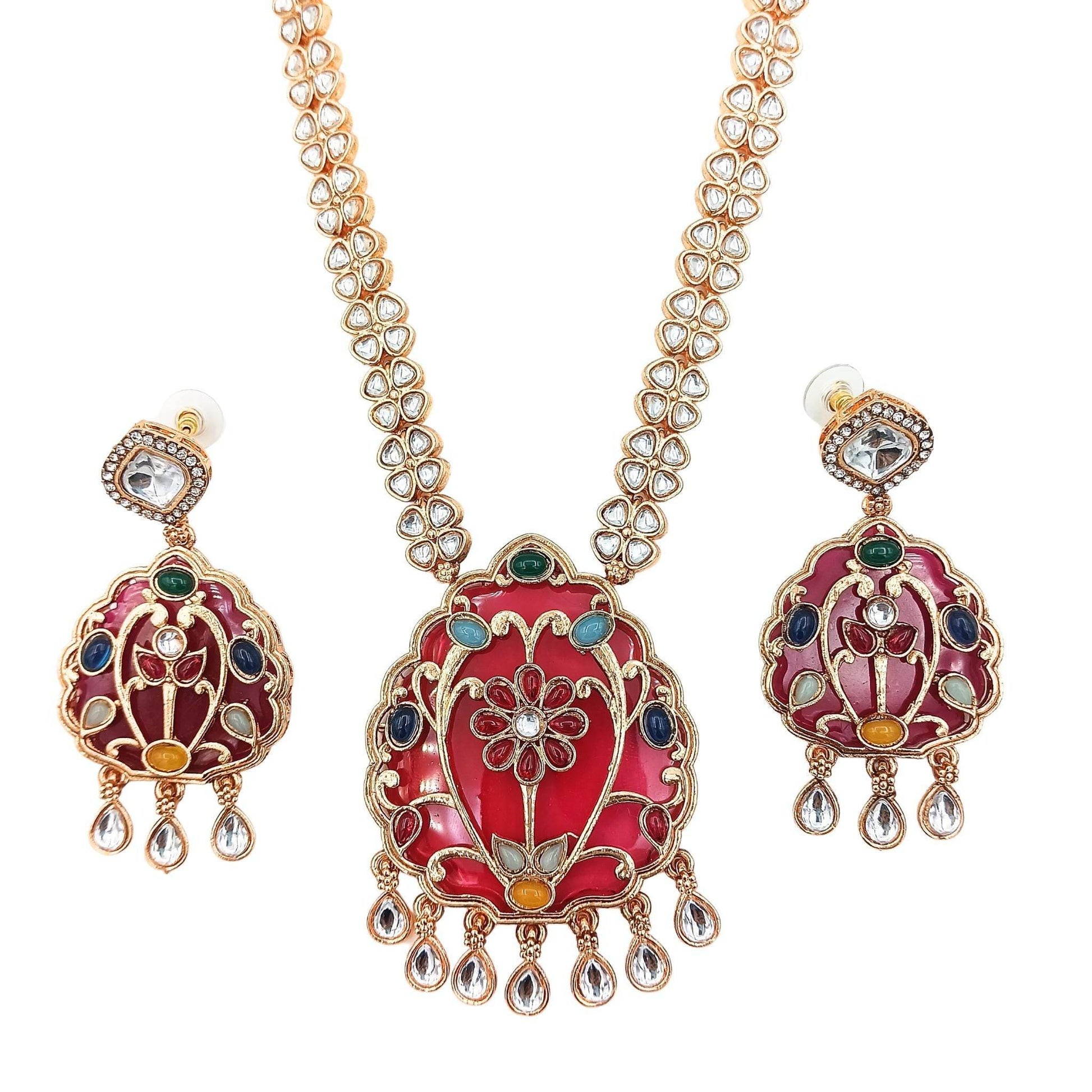 Rajwadi Kundan Necklace Set for Her, Bridal Jewellery Set for Wedding Gift, Indian Traditional Jewellery, Ethnic Festive Wear,. - Nandai Jewels