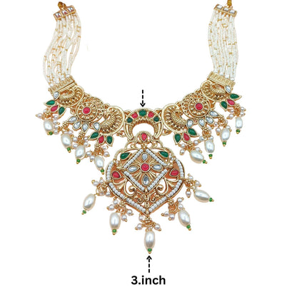 Janvi Rajputi Necklace Set, Rajwadi Jewellery Design, Bridal Choker, Indian Traditional Jewellery, Pearl Beaded Set, Gift for Women. - Nandai Jewels