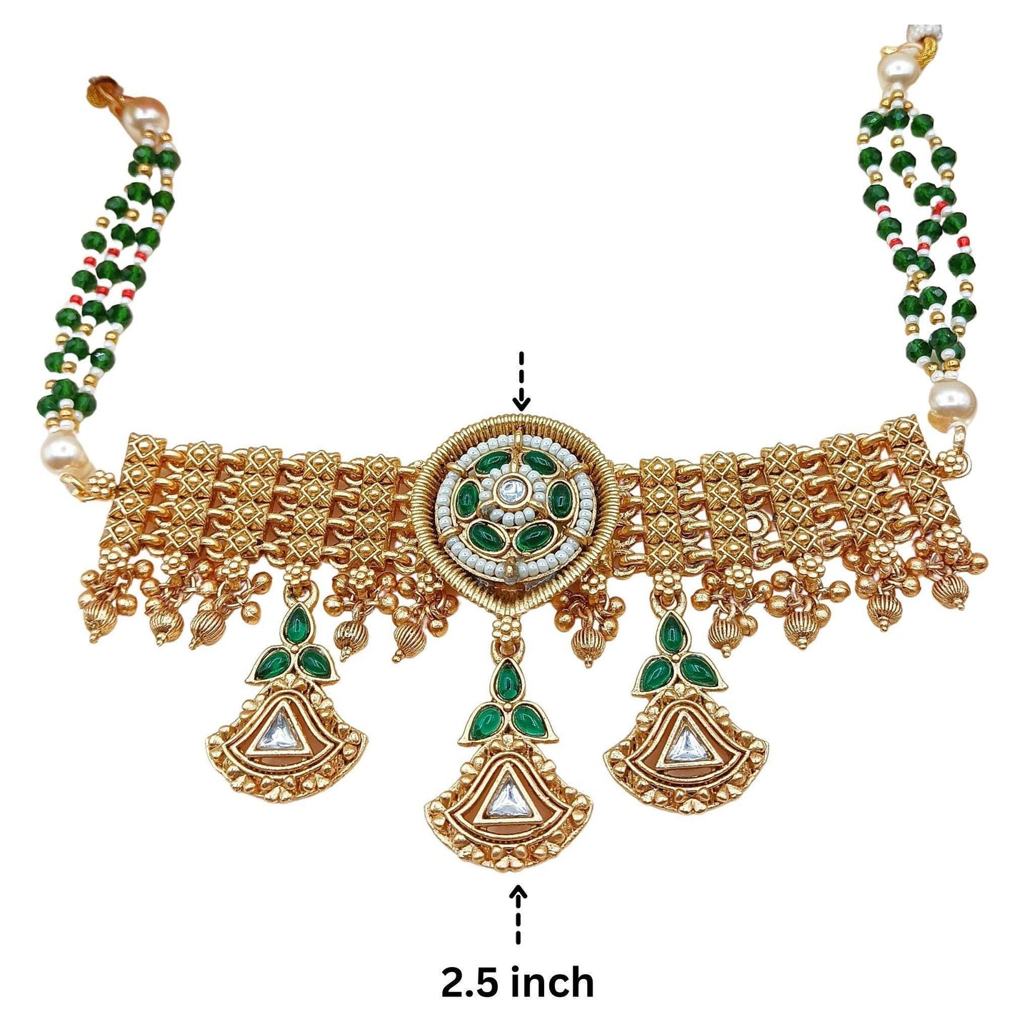 Rajwadi choker set, rajputi jewellery, indian traditional jewellery, kundan design, meenakari work, gift for women - Nandai Jewels