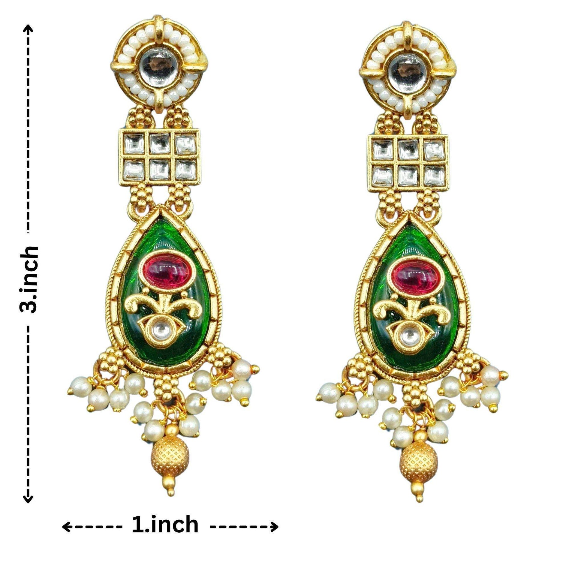 Vijayalakshmi Rajputi Necklace Set, Meena and Kundan Jewellery, Rajwadi Bridal Wear, Pearl Choker Design, Gift for Women. - Nandai Jewels
