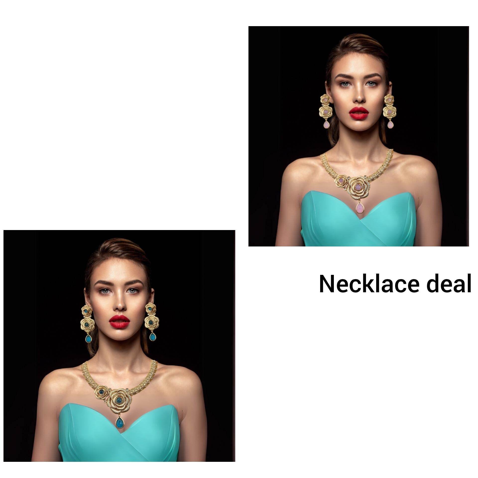 COMBO Flower Rajwadi Hasadi Necklace Set, Unique Rose Teardrop design, Pack of 3, Indian Traditional Jewellery, Gift for Her, Festive Wear. - Nandai Jewels