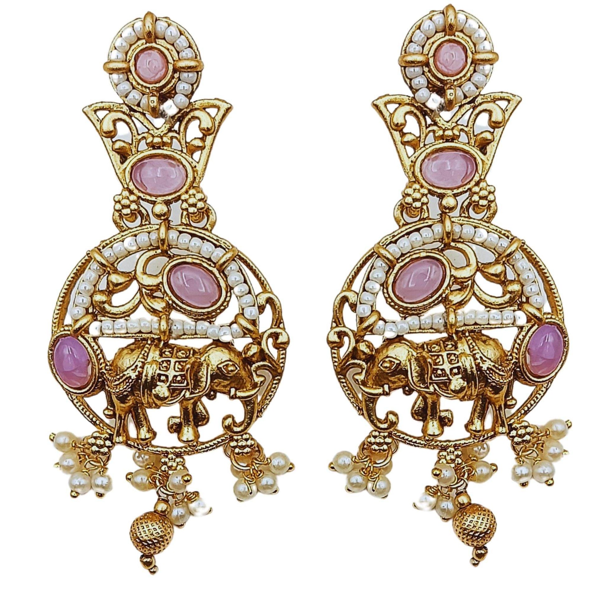 COMBO Rajputi Elephant Design Necklace With Earrings - Rajwadi Necklace Set, Pack of 2, Wedding Gift for Her, Indian Traditional Jewellery. - Nandai Jewels
