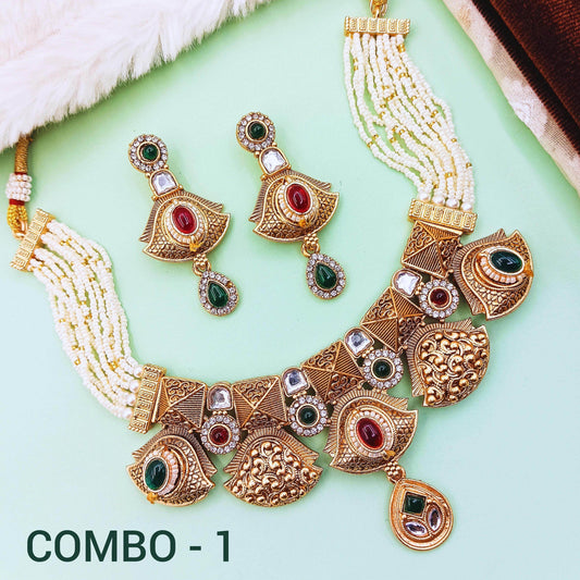 COMBO Mehak Rajputi Meenakari Necklace Set, Rajwadi Bridal Jewellery, Indian Traditional Jewellery, Ethnic Necklace, Gift for Women. - Nandai Jewels