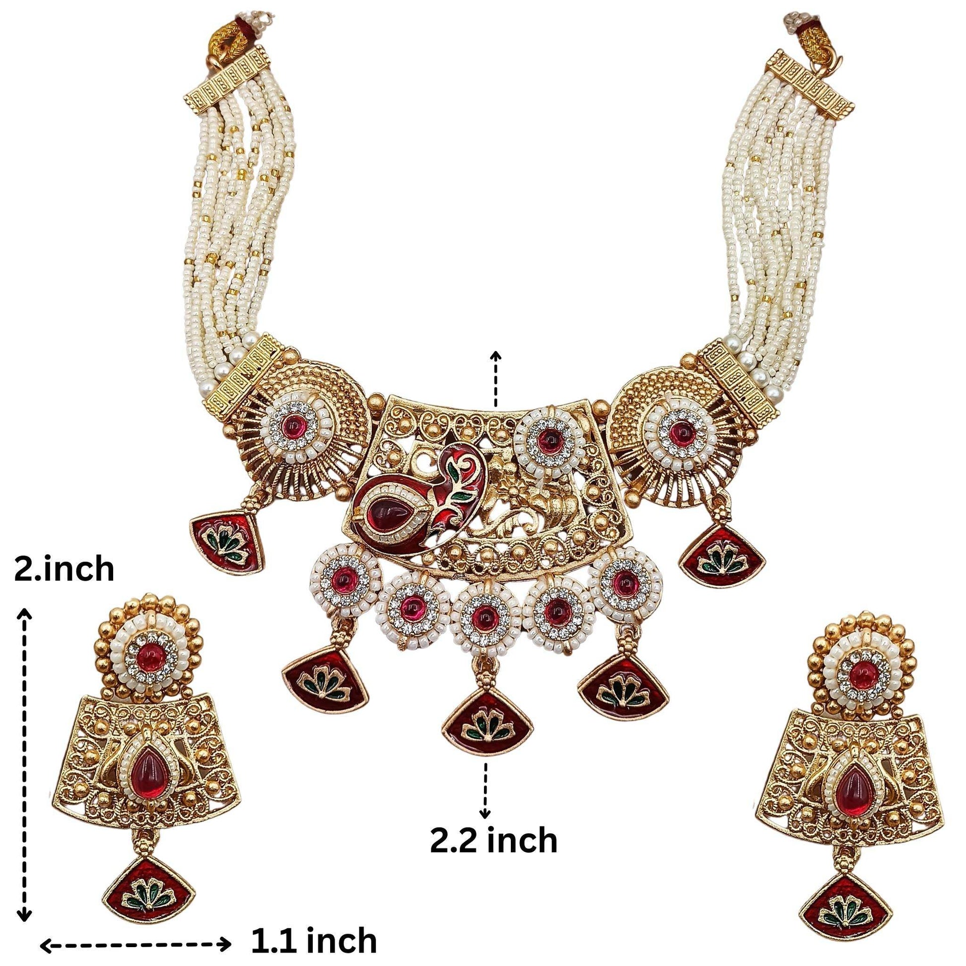 Tripti Rajwadi Necklace Set with Meenakari Design | Royal Rajputi Collection Jewelry for Women - Nandai Jewels