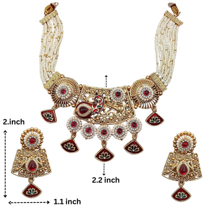 Tripti Rajwadi Necklace Set with Meenakari Design | Royal Rajputi Collection Jewelry for Women - Nandai Jewels
