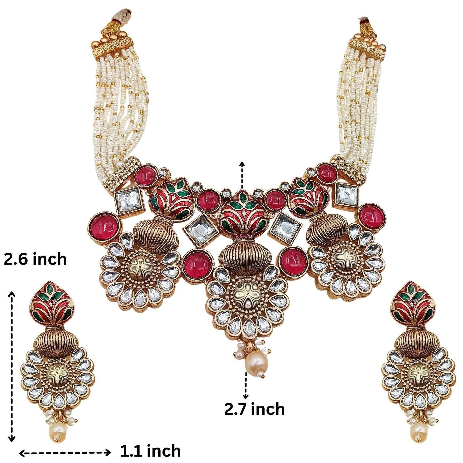 Matt Hasadi Necklace Set, Rajputi Jewellery, Rajwadi Bridal Set, Indian Traditional Jewellery, Gift for Women. - Nandai Jewels