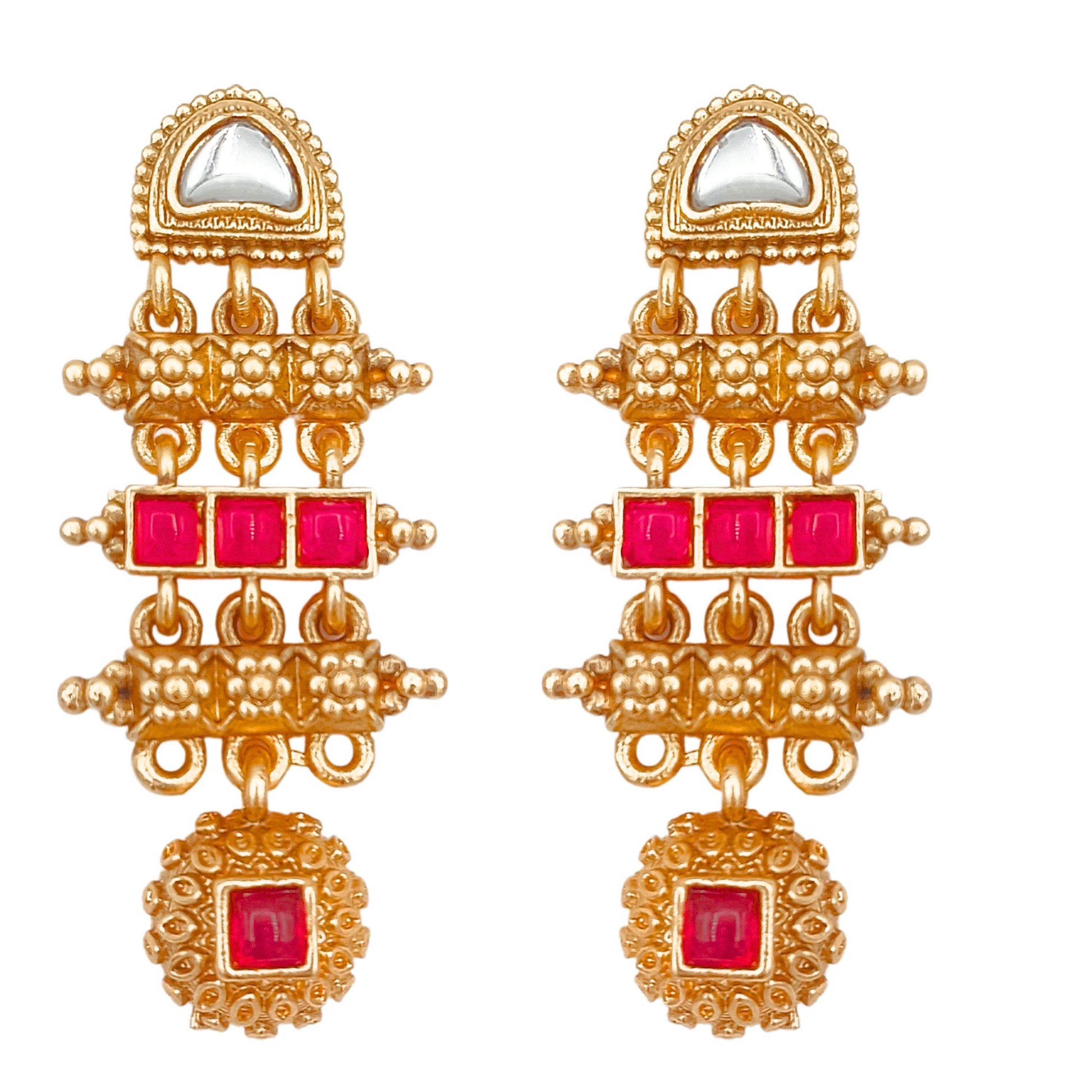 COMBO Rajwadi Hasadi Meenakari Necklace Set | Ethnic Bridal Jewelry | Antique Gold Finish | Traditional Indian Festive Set. - Nandai Jewels
