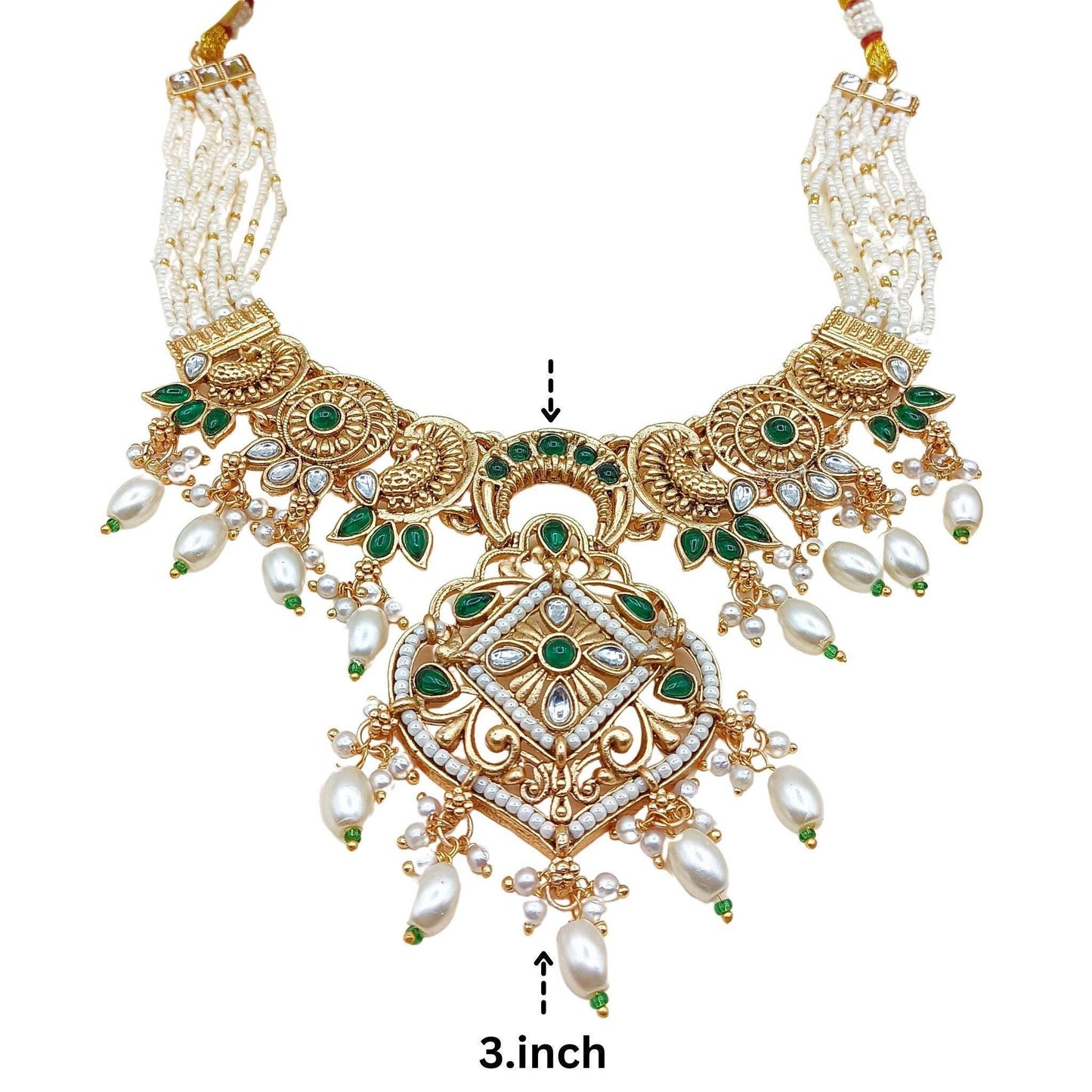 Janvi Rajputi Necklace Set, Rajwadi Jewellery Design, Bridal Choker, Indian Traditional Jewellery, Pearl Beaded Set, Gift for Women. - Nandai Jewels