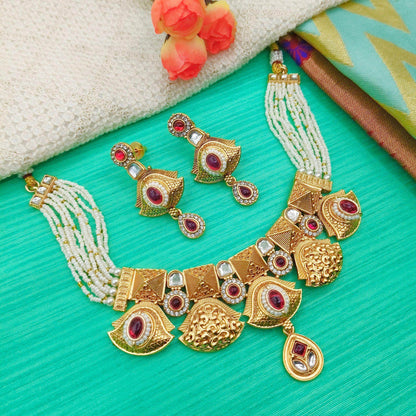 Mehak Rajputi Meenakari Necklace Set - Nandai Jewels