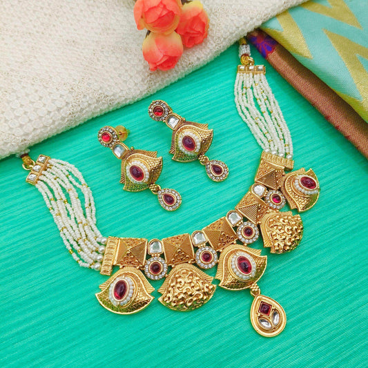 Mehak Rajputi Meenakari Necklace Set - Nandai Jewels