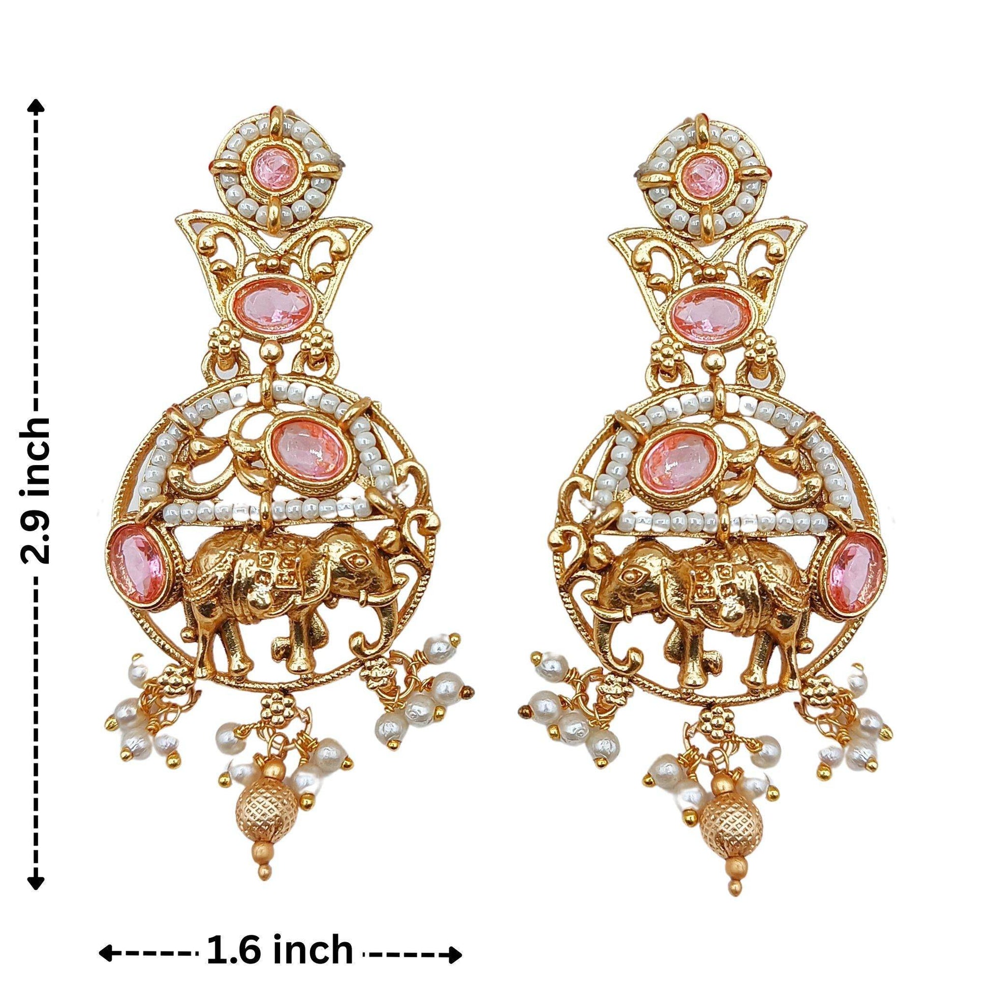 Rajputi Elephant Design Necklace Set With Earrings - Nandai Jewels