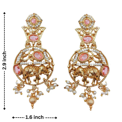 Rajputi Elephant Design Necklace Set With Earrings - Nandai Jewels