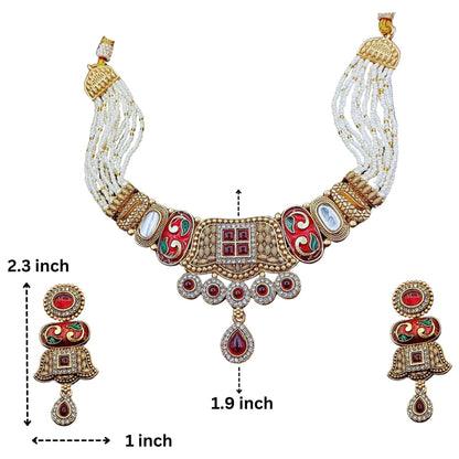 COMBO Manju Rajwadi Meenakari Necklace Set | Traditional Indian Jewellery | Rajasthani Bridal Jewellery | Pack of 2, Festive & Wedding Wear. - Nandai Jewels