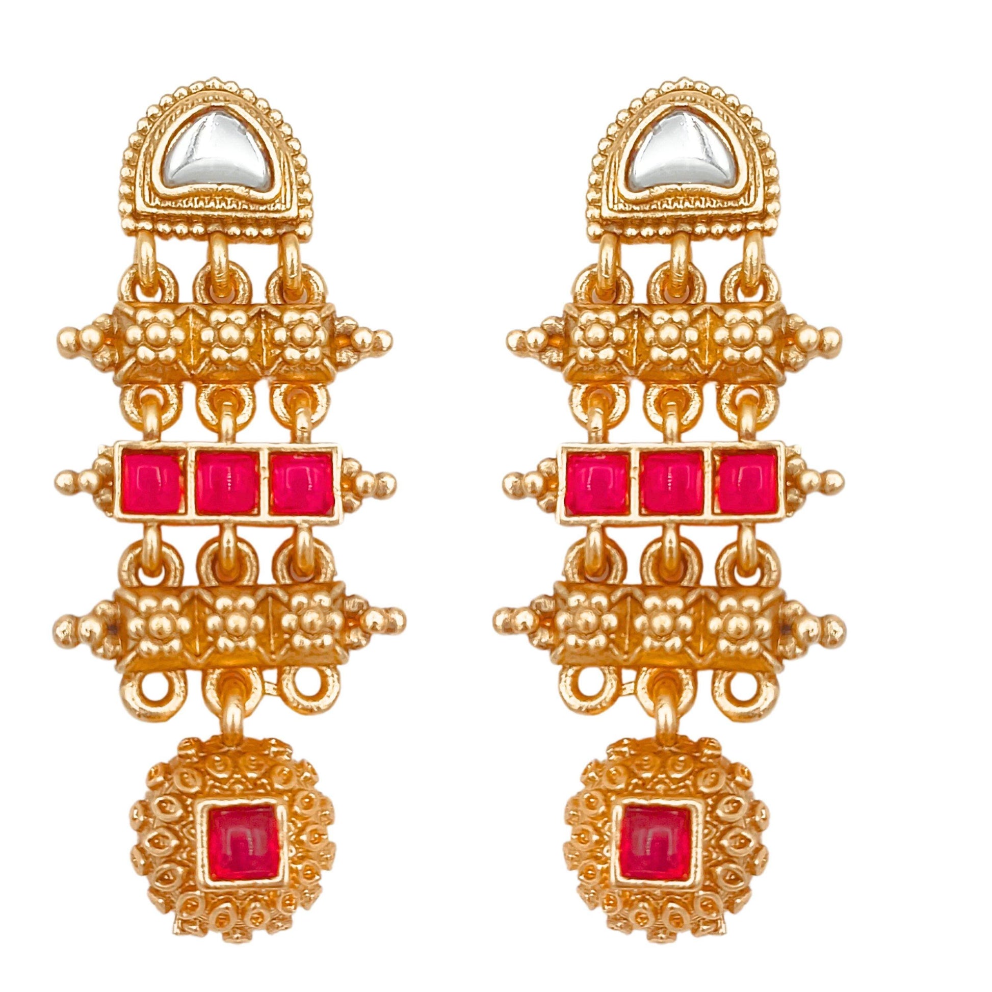 Rajwadi Hasadi Meenakari Necklace Set | Ethnic Bridal Jewelry | Antique Gold Finish | Traditional Indian Festive Set. - Nandai Jewels